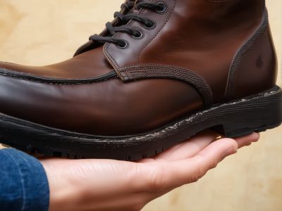 Professional cleaning of leather boots showing stain and scuff removal